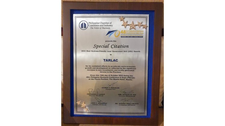Tarlac Awarded Most Business Friendly Citation Anew Punto Central Luzon