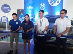 Launching of the first in-mall E-vehicle charging station at SM City Olongapo Central with guests (from left) SM City Olongapo Central Mall Manager Ariel Ferrer, City Councilor Tata Paulino, City Mayor Rolen Paulino Jr., and Evocharge Technical Manager Jay Martin Rubiano on February 22, 2024